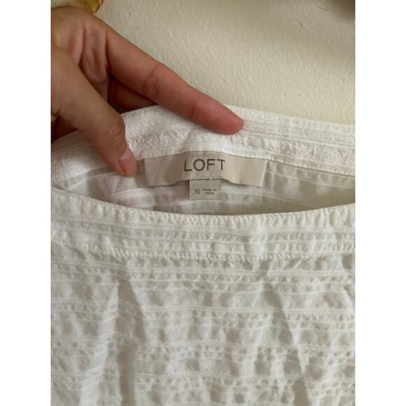 Ann Taylor Loft Top Women's XL White Striped Sheer Tunic Blouse - Picture 3 of 7